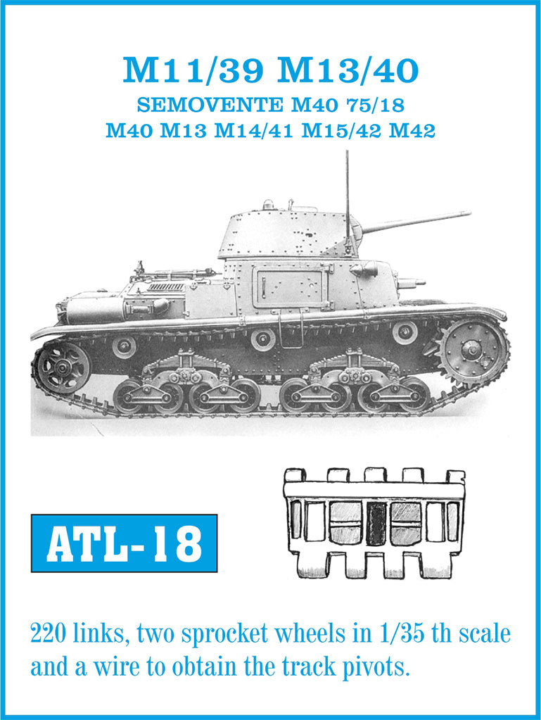Cadenas de metal friulmodel referencia ATL018 para tanques itlianos M40 y M42 en escala 1:35