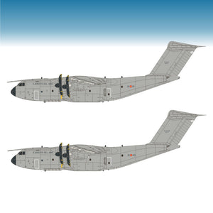 Set de calcas con insignias españolas para las maquetas del avión Airbus A400M del Ala 31, en escala 1:144 de Series Españolas referencia 14144