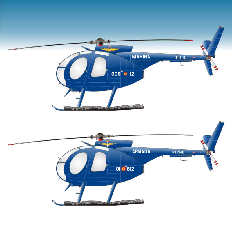 Set de calcas españolas para el helicóptero Hughes 500 en escala 1:48 del fabricante Series Españolas referencia 2648