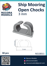 Ganchos abiertos de amarre de 3mm para maquetas de barcos de escala 1:350 de Necora Models referencia NS1011