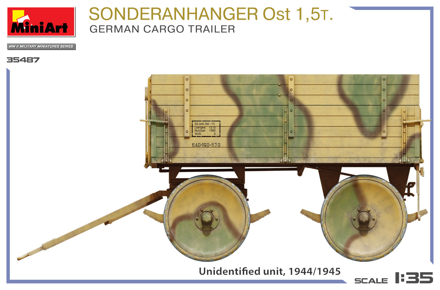 Camuflaje 4 de la maqueta del trailer alemán Soderanhanger Ost de 1,5 toneladas en escala 1:35 de Miniart referencia 35428