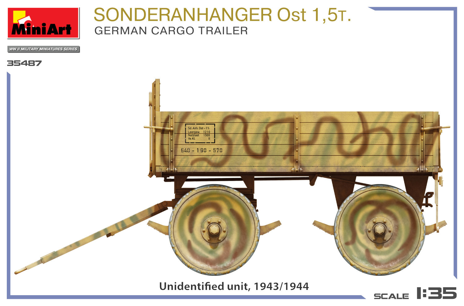 Camuflaje 3 de la maqueta del trailer alemán Soderanhanger Ost de 1,5 toneladas en escala 1:35 de Miniart referencia 35428