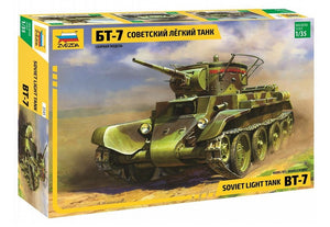 Portada de la caja de la maqueta del tanque sovietico BT-7 en escala 1:35 del fabricante Zvezda con referencia 3507