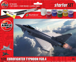 Portada del set de iniciación del caza inglés Eurofighter Typhoon FGR.4 en escala 1:72 con pinceles, pegamento y pinturas del fabricante Airfix referencia 55016