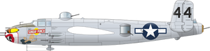 Perfil izquierdo con decoración 1 del bombardero B-25J Mitchell en escala 1:48 de Eduard referencia 548001