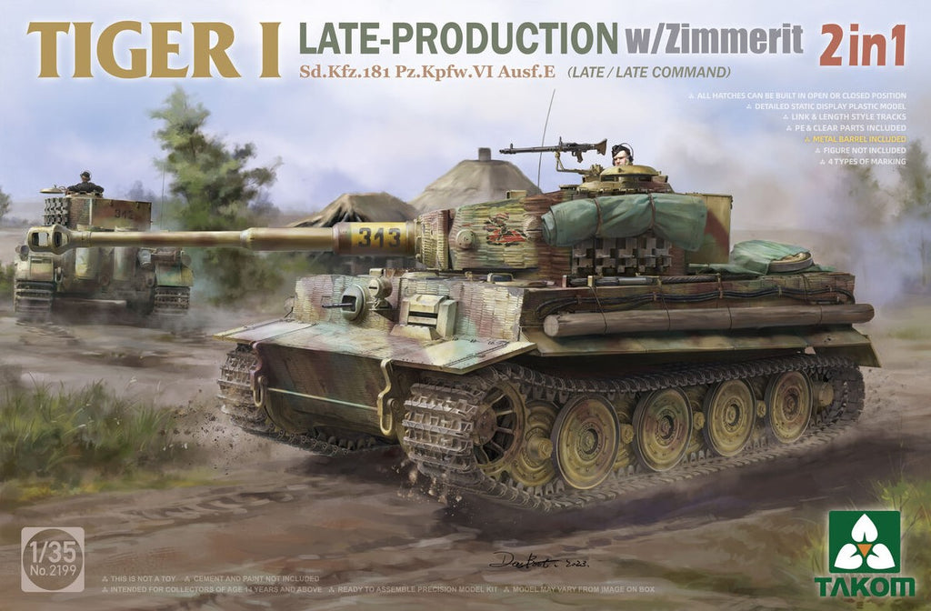 TAKOM (1/35) Tiger I Late Production w/zimmerit - Sd.Kfz. 181 Pz.Kpfw. VI Ausf. E (Late/Late Command)