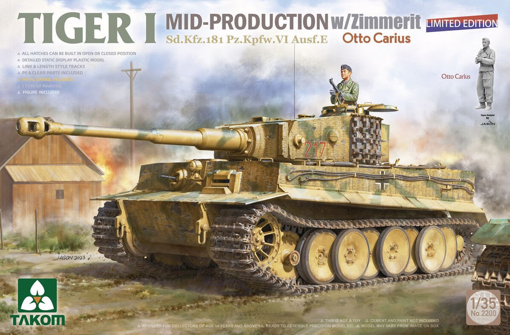 TAKOM (1/35) Tiger I Mid Production w/zimmerit Sd.Kfz. 181 Pz.Kpfw. VI Ausf. E - Otto Carius