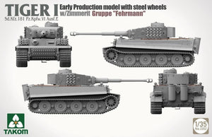 TAKOM (1/35) Tiger I Sd.Kfz.  181 Pz.Kpfw.VI  Ausf.E - Frühes Produktionsmodell mit Stahlrädern und Zimmerit, Gruppe 'Fehrmann'