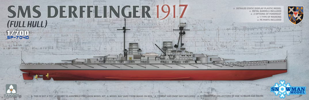 TAKOM (1/700) SMS Derfflinger 1917 (Full Hull with metal barrels)