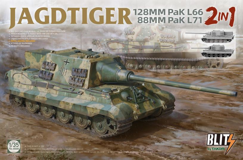 TAKOM (1/35) Jagdtiger 128 mm Pak L66 & 88mm Pak L71 (2 in 1)