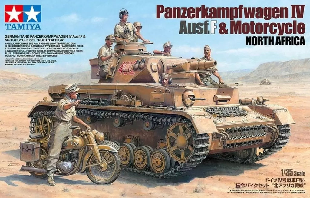 TAMIYA (1/35) Panzerkampfwagen IV Ausf F. & Motorcycle North Africa