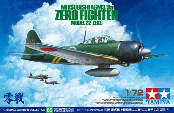 TAMIYA (1/72) Mitsubishi A6M3/3a Zero Fighter Model 22 (Zeke)