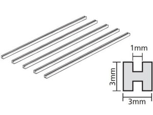 TAMIYA Plastic Beams 3mm H-Shaped x 400 mm (5 pcs.)