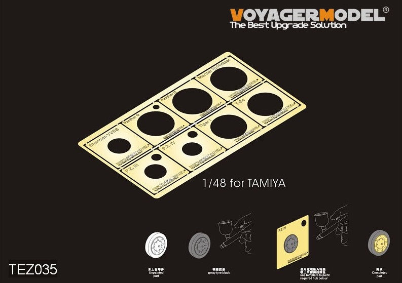 VOYAGER MODEL (1/48) WWII AFV Road Wheels Stenciling Templates (for Tamiya)