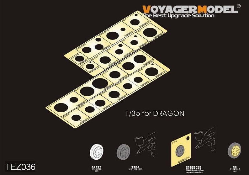 VOYAGER MODEL (1/35) WWII AFV Road Wheels Stenciling Templates (for Dragon)