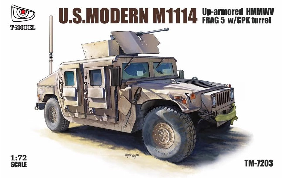 T-MODEL (1/72) U.S. Modern M1114 FRAG 5 w/ GPK Turret Up-Armored HMMWV