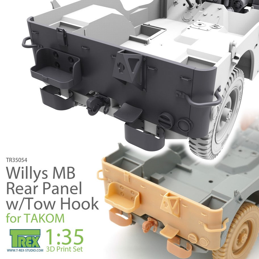T-REX (1/35) Willys MB Rear Panel w/Tow Hook Set for TAKOM
