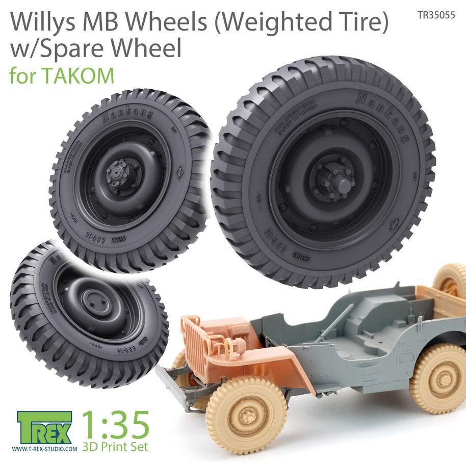 T-REX (1/35) Willys MB Wheels (Weighted Tire) w/Spare Wheel