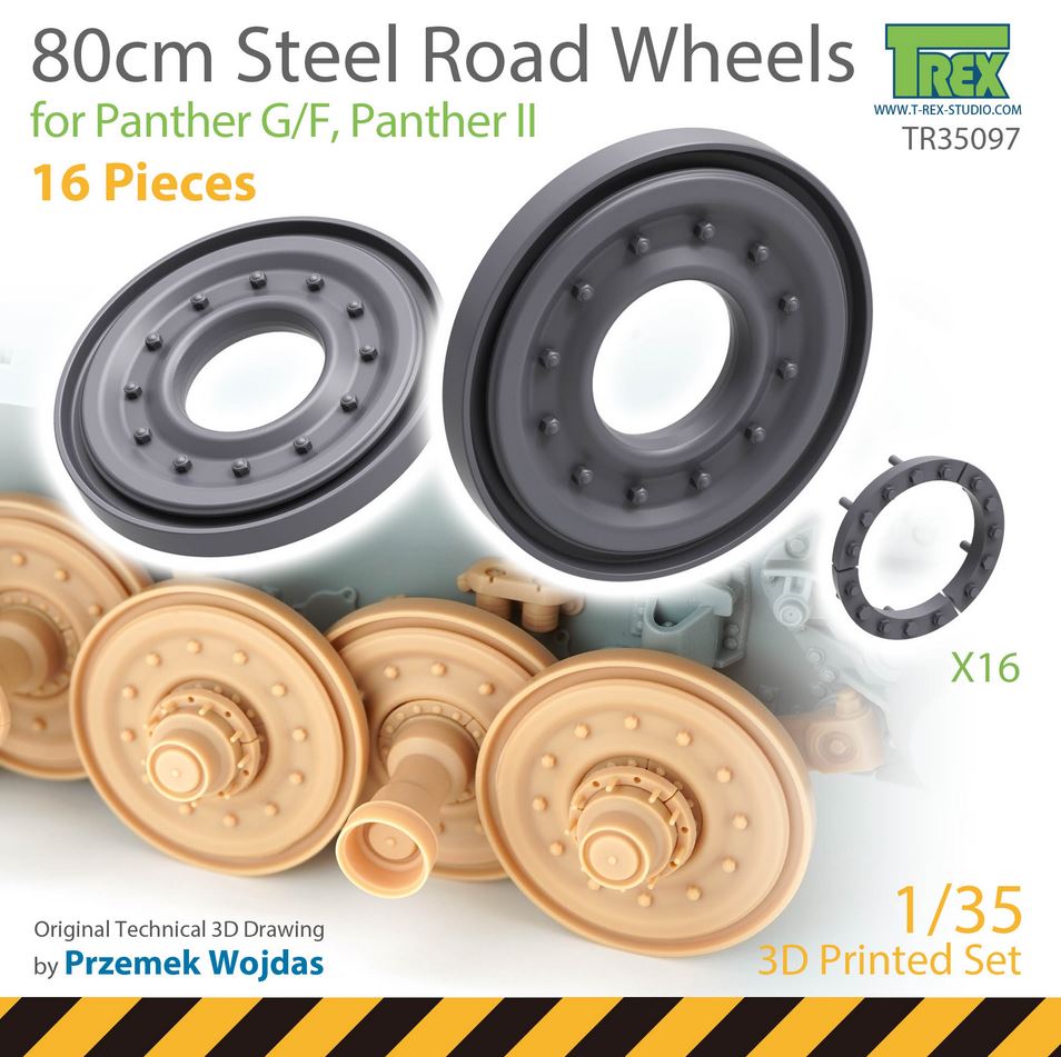 T-REX (1/35) 80cm Steel Road Wheel for Panther (16 pieces)