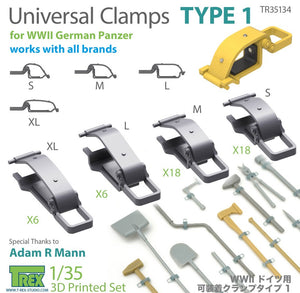 T-REX (1/35) Universal Clamps Type 1 for WWII German Panzer (all brands)