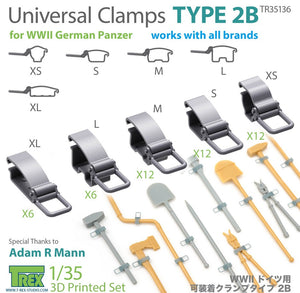 T-REX (1/35) Universal Clamps Type 2B for WWII German Panzer (all brands)
