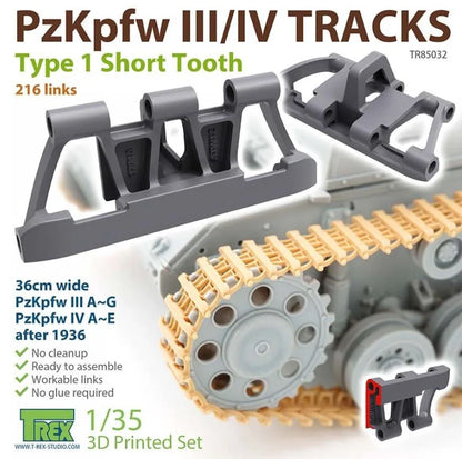 T-REX (1/35) PzKpfw.III/IV Pistes Type 1 Dent courte