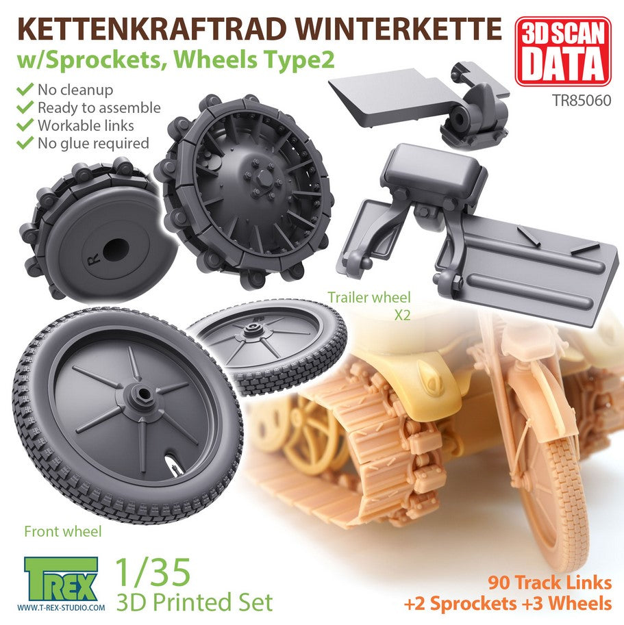 T-REX (1/35) Kettenkaraftrad Winterkette w/Sprockets, Wheels Type 2