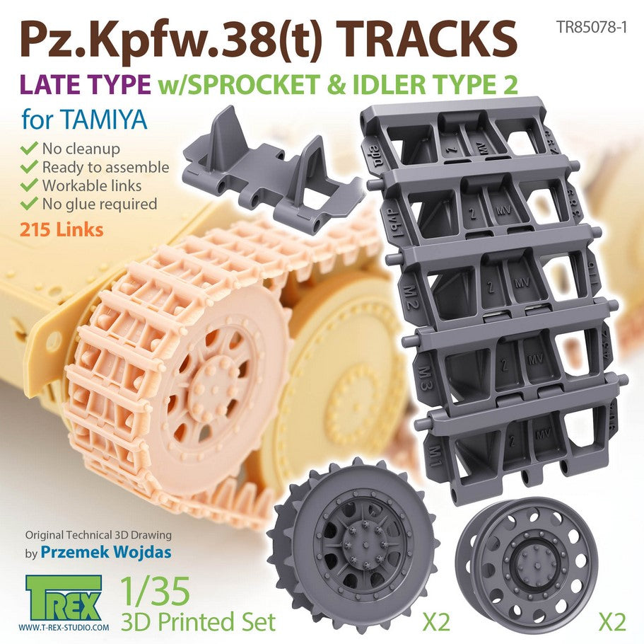 T-REX (1/35) Pz.Kpfw.38(t) Pz.Kpfw.38(t) Tracks Late Type w/Sprocket & Idler Type 2