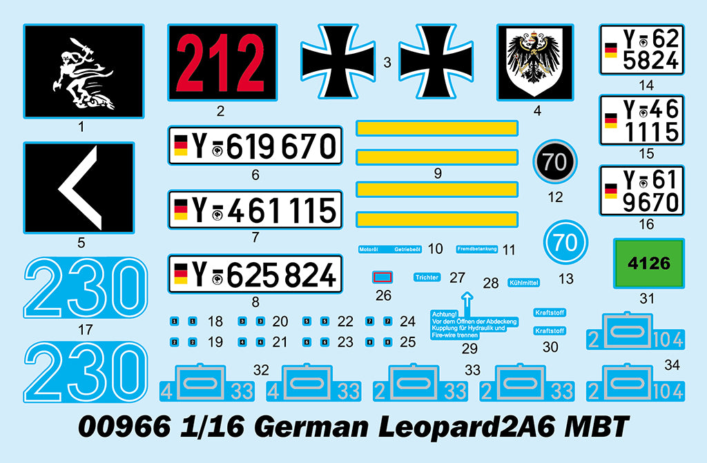 Calcas de la maqueta del carro de combate Leopard 2A6 en escala 1:16 de Trumpeter referencia 00966