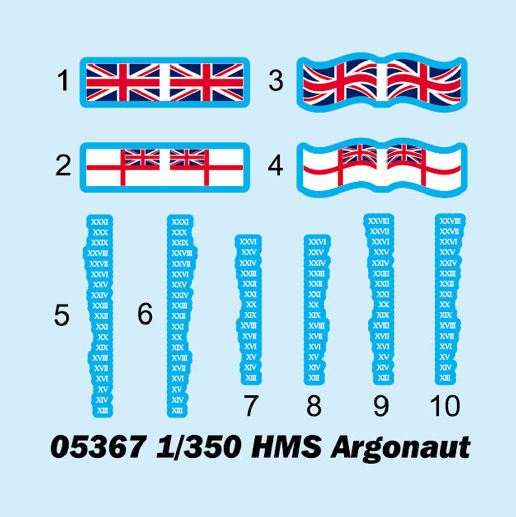 Calcas de la maqueta de la fragata británica HMS Scylla en escala 1:350 de Trumpeter referencia 05368
