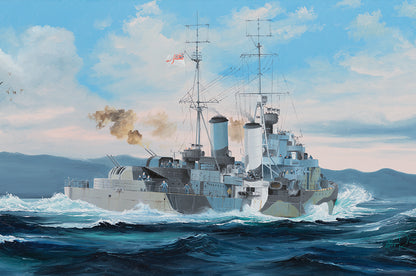 Portada de la caja de la maqueta de la fragata británica HMS Scylla en escala 1:350 de Trumpeter referencia 05368