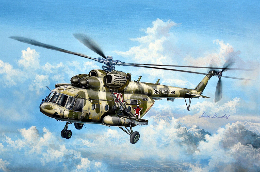 Portada de la maqueta del helicóptero ruso Mil Mi-8 MTV5 Hip en escala 1:48 de Trumpeter referencia 05853