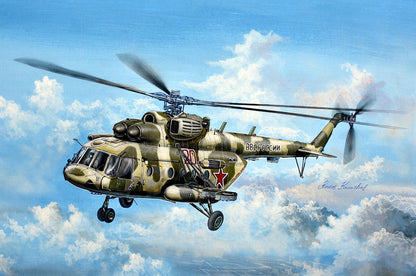 Portada de la maqueta del helicóptero ruso Mil Mi-8 MTV5 Hip en escala 1:48 de Trumpeter referencia 05853