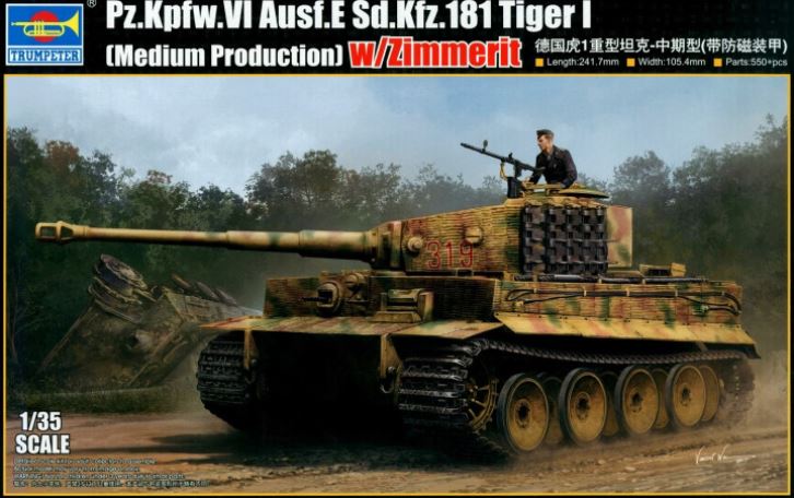 TRUMPETER (1/35) Pz.Kpfw. VI Ausf. E Sd.Kfz. 181 Tiger I (Medium Production) w/ Zimmerit