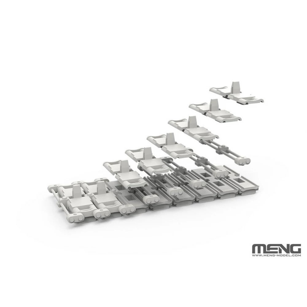 Detalle del montaje de las cadenas de la maqueta del carro de combate alemán Leopard A28 en escala 1:35 de Meng referencia TS-57