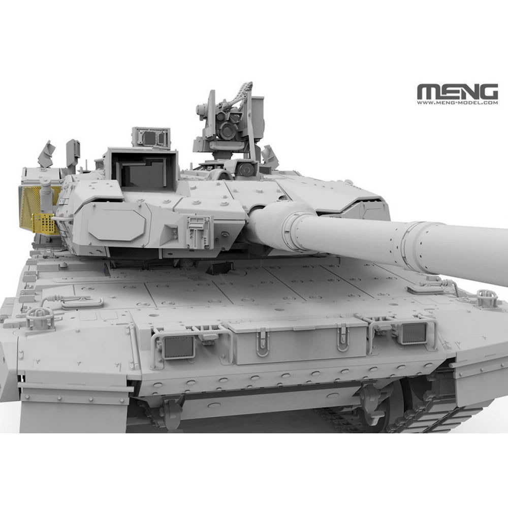 Vista frontal de la maqueta del carro de combate alemán Leopard A28 en escala 1:35 de Meng referencia TS-57