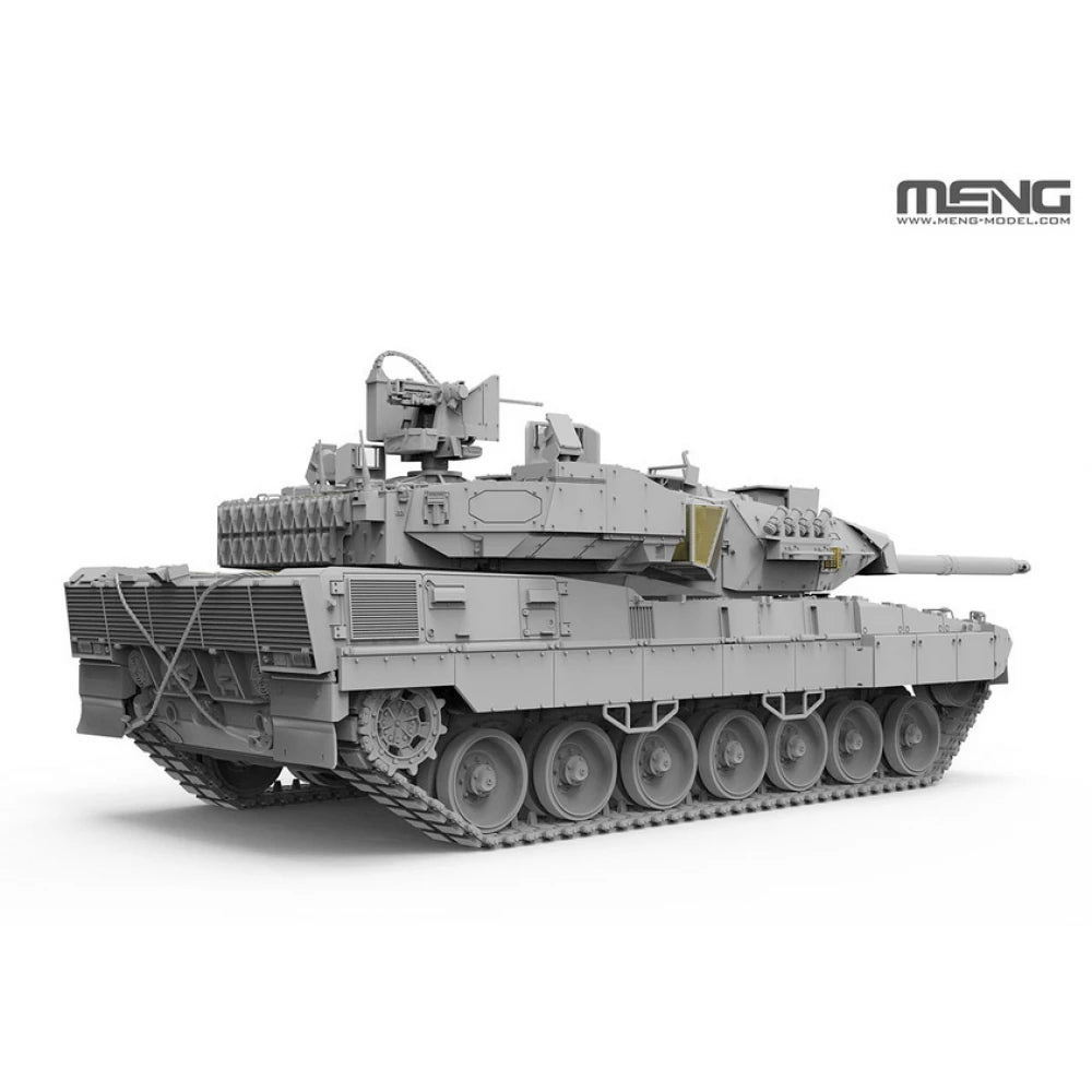 Foto trasera de la maqueta del carro de combate alemán Leopard A28 en escala 1:35 de Meng referencia TS-57