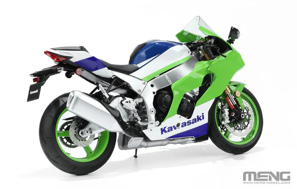 Foto lateral derecha de la maqueta de la moto Kawasaki ZX-10R Ninja en escala 1:9 prepintada de Meng referencia TS-007s