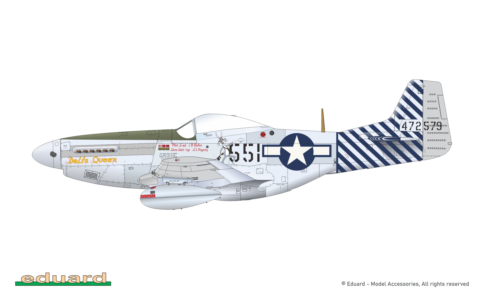Esquema de pintura 2 de la maqueta del caza P-51D en su edicion especial Dual Combo Tales of Iwojima en escala 1:72 de Eduard referencia 2152