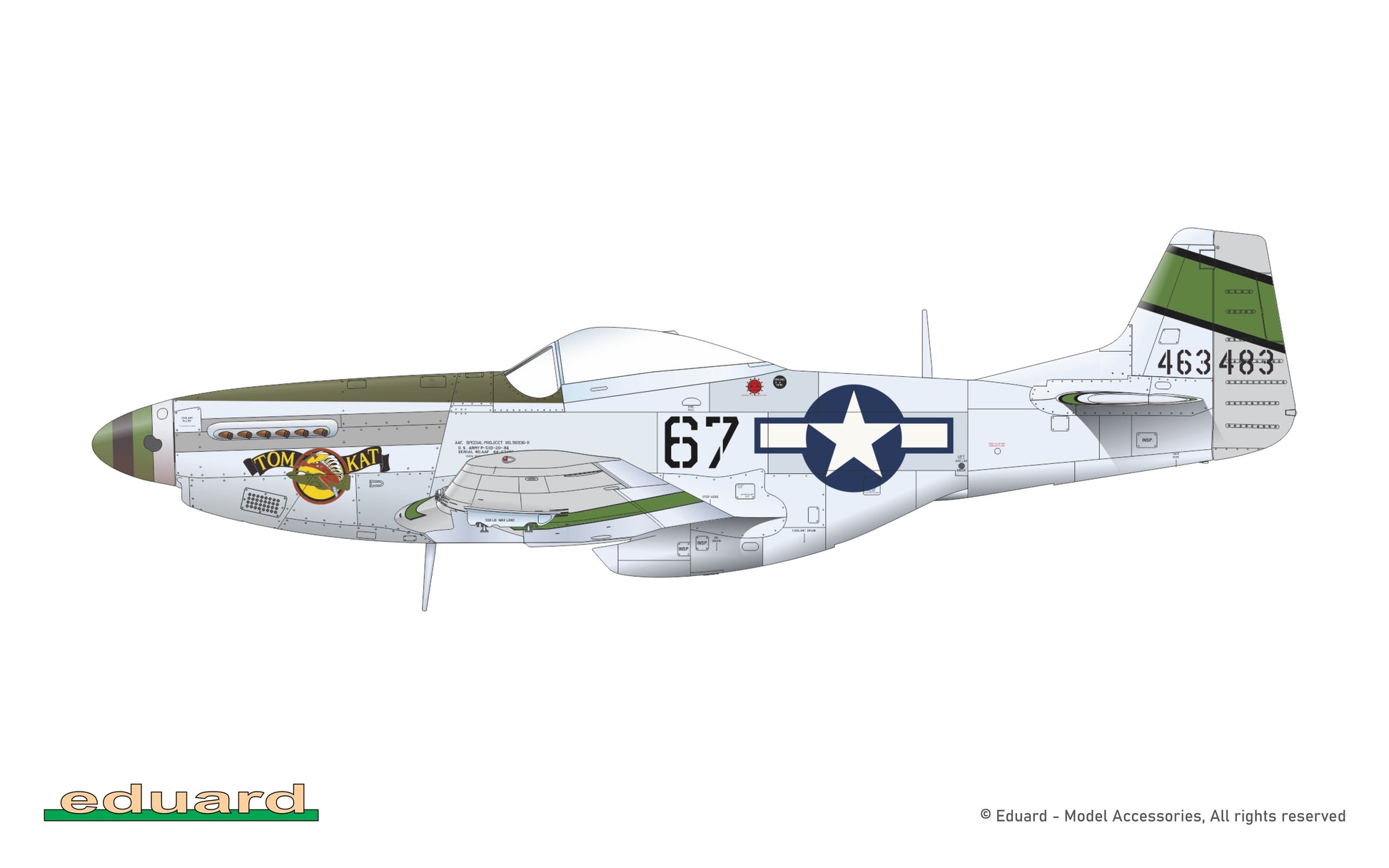 Esquema de pintura 11 de la maqueta del caza P-51D en su edicion especial Dual Combo Tales of Iwojima en escala 1:72 de Eduard referencia 2152