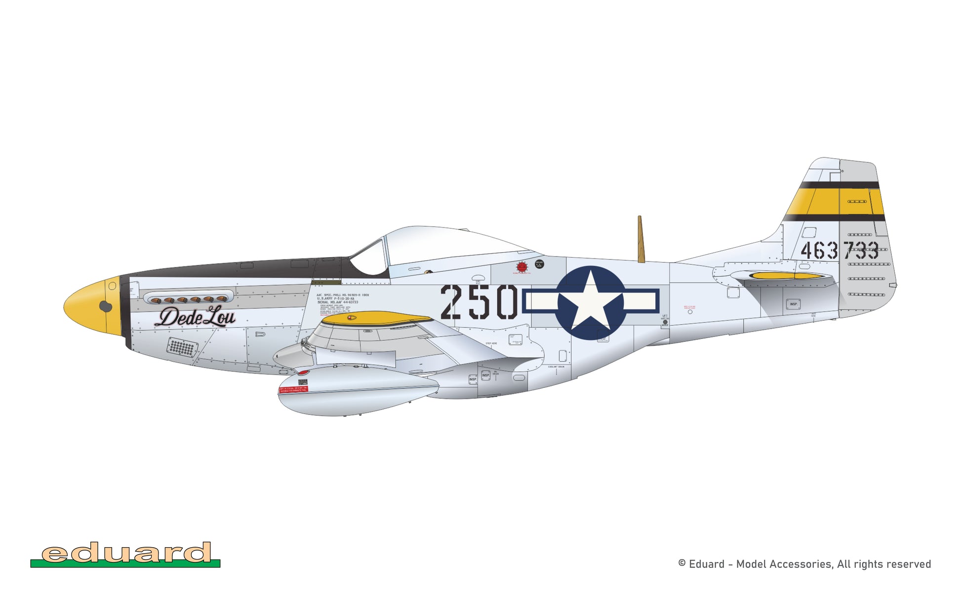 Esquema de pintura 5 de la maqueta del caza P-51D en su edicion especial Dual Combo Tales of Iwojima en escala 1:72 de Eduard referencia 2152