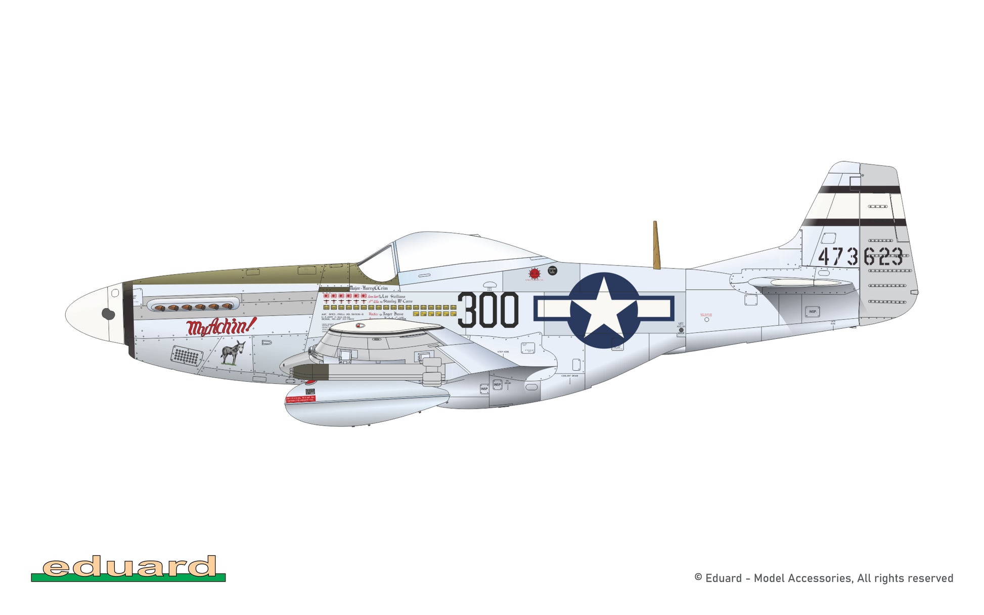 Esquema de pintura 4 de la maqueta del caza P-51D en su edicion especial Dual Combo Tales of Iwojima en escala 1:72 de Eduard referencia 2152