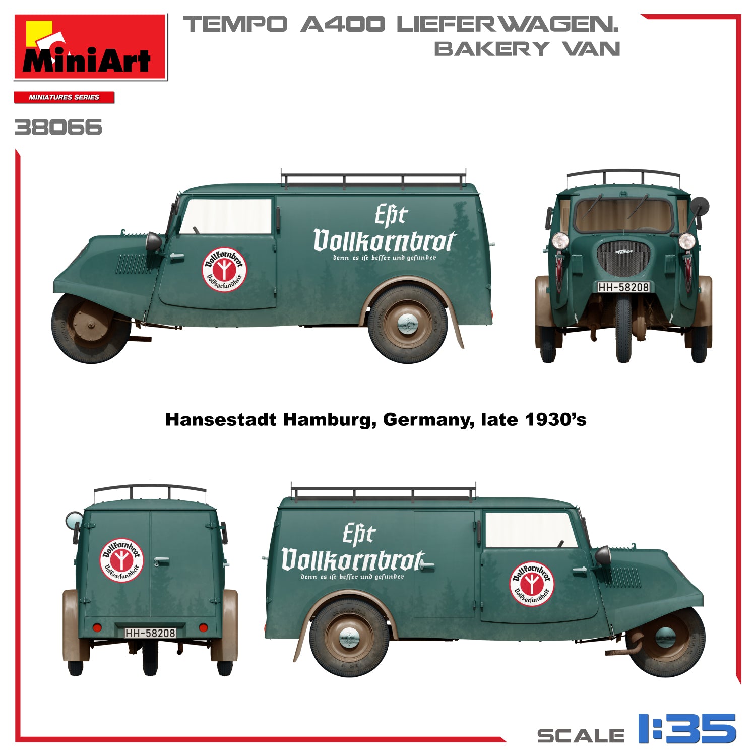 Decoración 2 de la maqueta de la furgoneta de reparto de pan alemana Tempo E400 de tres ruedas en escala 1:35 de Miniart referencia 38066
