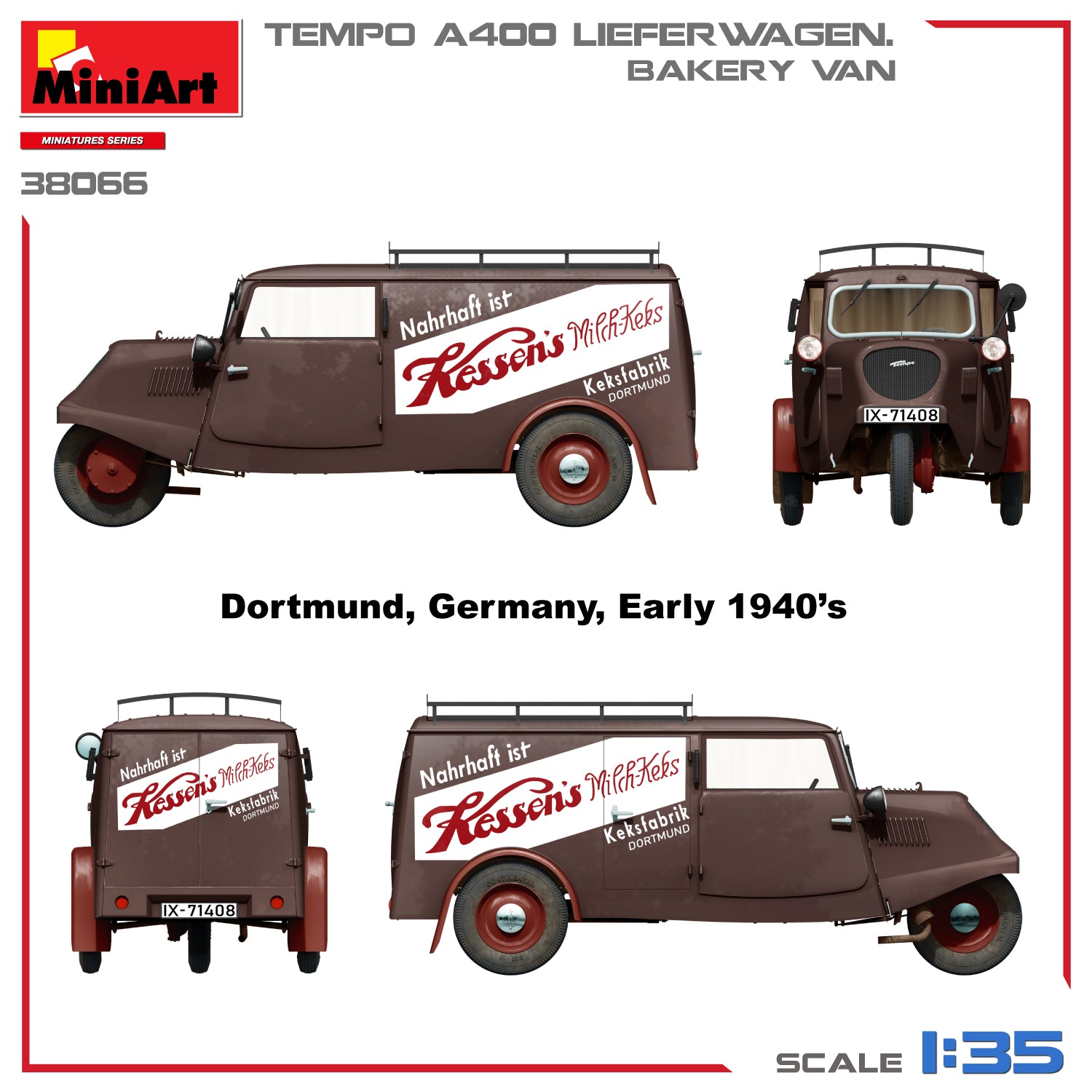 Decoración 3 de la maqueta de la furgoneta de reparto de pan alemana Tempo E400 de tres ruedas en escala 1:35 de Miniart referencia 38066