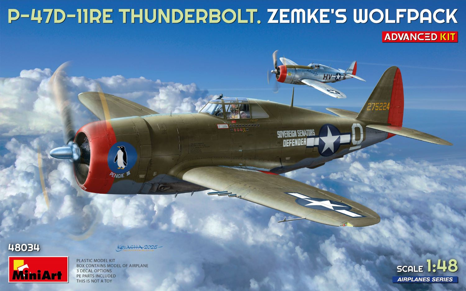 Foto de la portada de la maqueta del P-47D-11RE Razorback Advanced Kit en escala 1:48 de Miniart referencia 48034