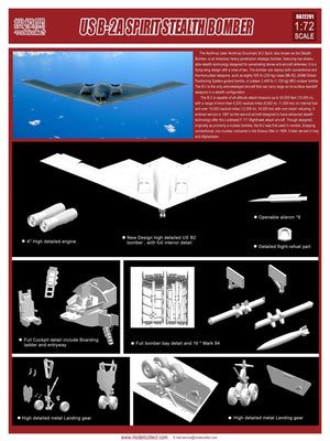 Detalles de la maqueta del bombardero de la USAF B-2A en escala 1:72 de Modelcollect referencia 72201
