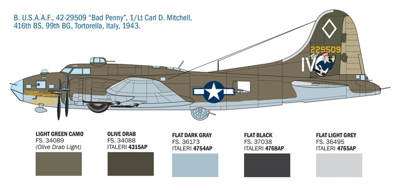 Decoración 2 de la maqueta del bombardero B-17F en escala 1:72 de Italeri referencia 1487