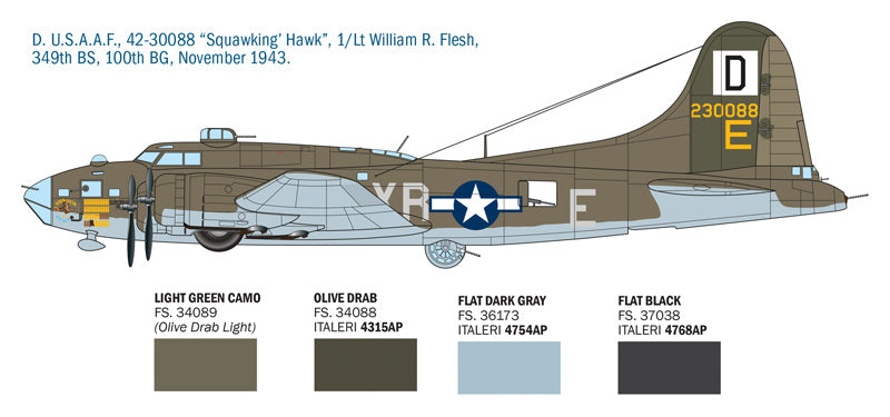 Decoración 4 de la maqueta del bombardero B-17F en escala 1:72 de Italeri referencia 1487