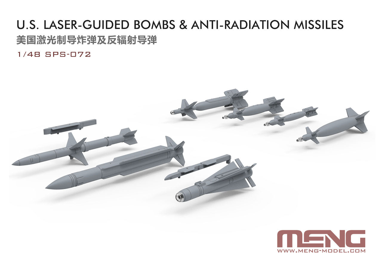 Detalle del set de bombas y misiles para aviones occidentales modernos en escala 1:48 de Meng referencia SPS072