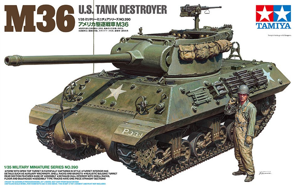 Foto de la portada de la maqueta del cazacarros norteamericano M36 en escala 1:35 de Tamiya referencia 35390